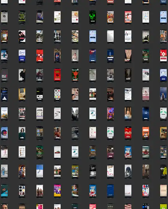 Es werden viele kleine Bilder gezeigt, welche Werbungen auf Social Media darstellen.